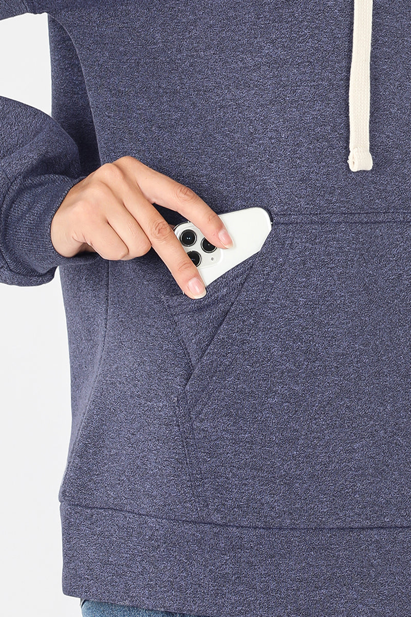 Women's Drop Shoulder Relaxed Fit Fleece Pullover Hooded Sweatshirts with Front Pocket
