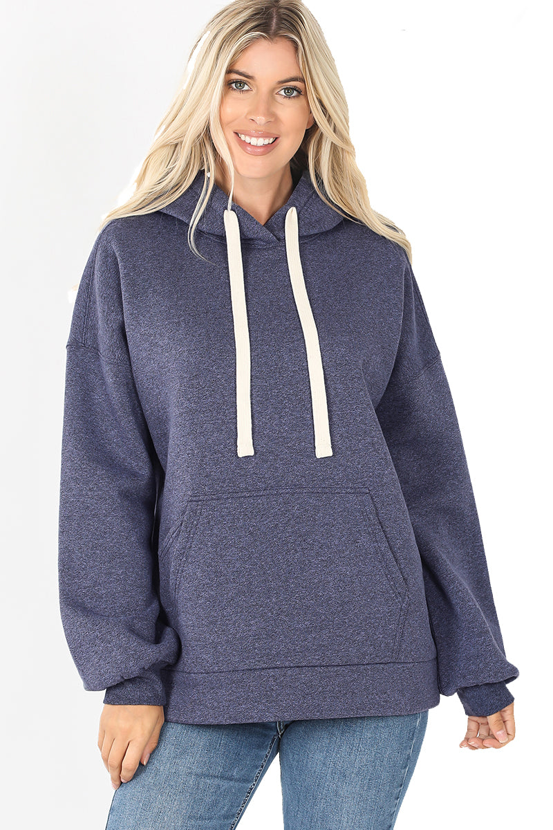 Women's Drop Shoulder Relaxed Fit Fleece Pullover Hooded Sweatshirts with Front Pocket