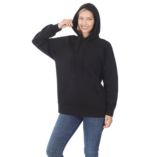 Women's Raglan Relaxed Fit Fleece Pullover Hooded Sweatshirts with Front Pocket