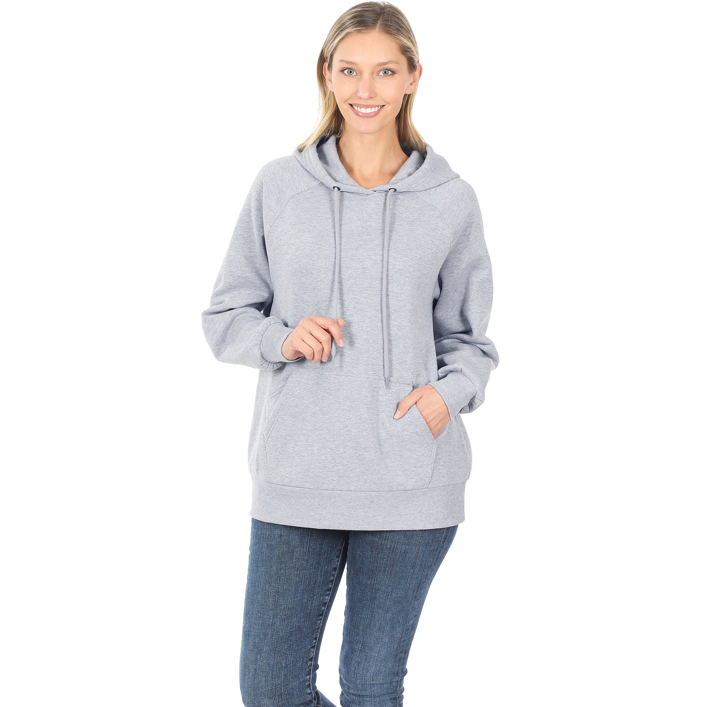 Women's Raglan Relaxed Fit Fleece Pullover Hooded Sweatshirts with Front Pocket