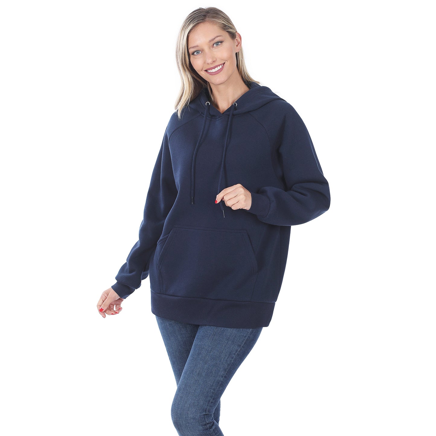 Women's Raglan Relaxed Fit Fleece Pullover Hooded Sweatshirts with Front Pocket