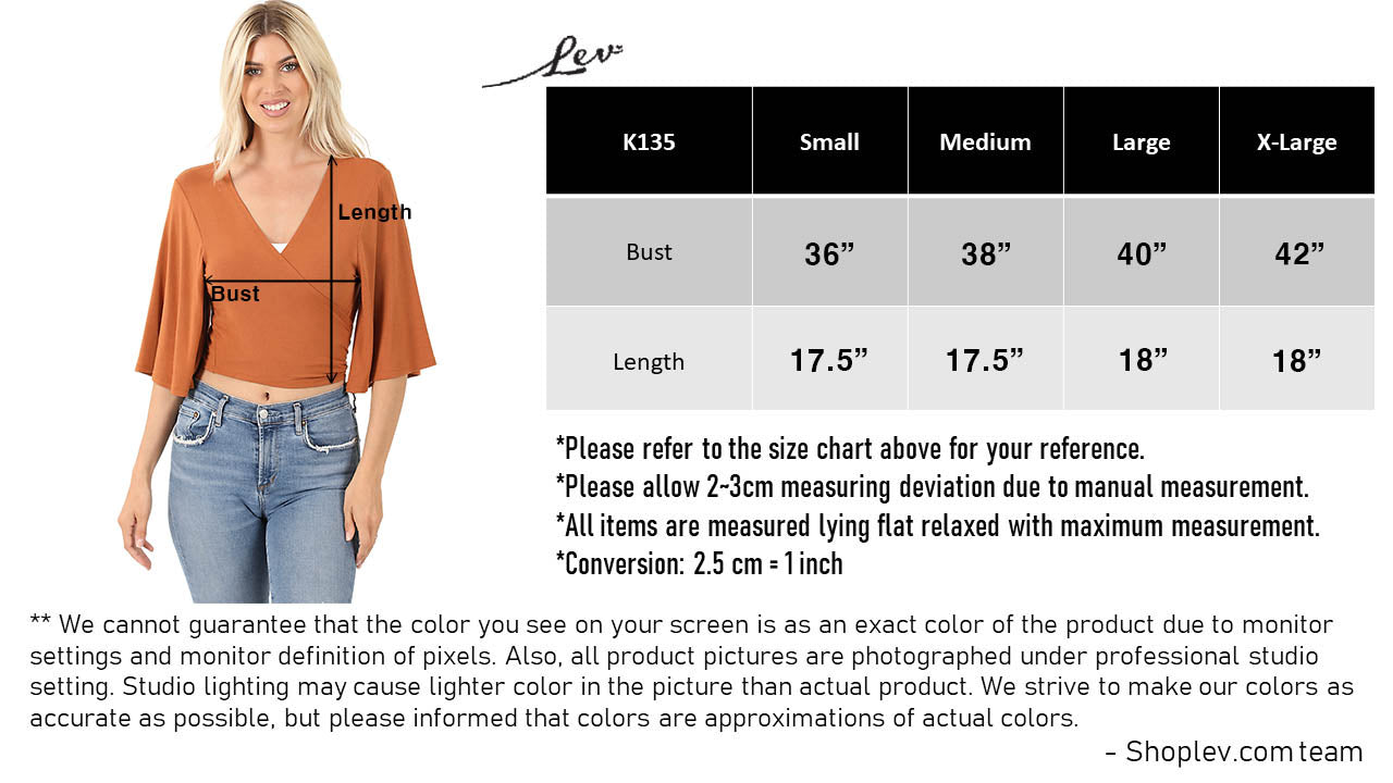 Women Deep V Neck Tie Knot Front Flare Sleeves Basic Crop Top and Cardigan Convertible