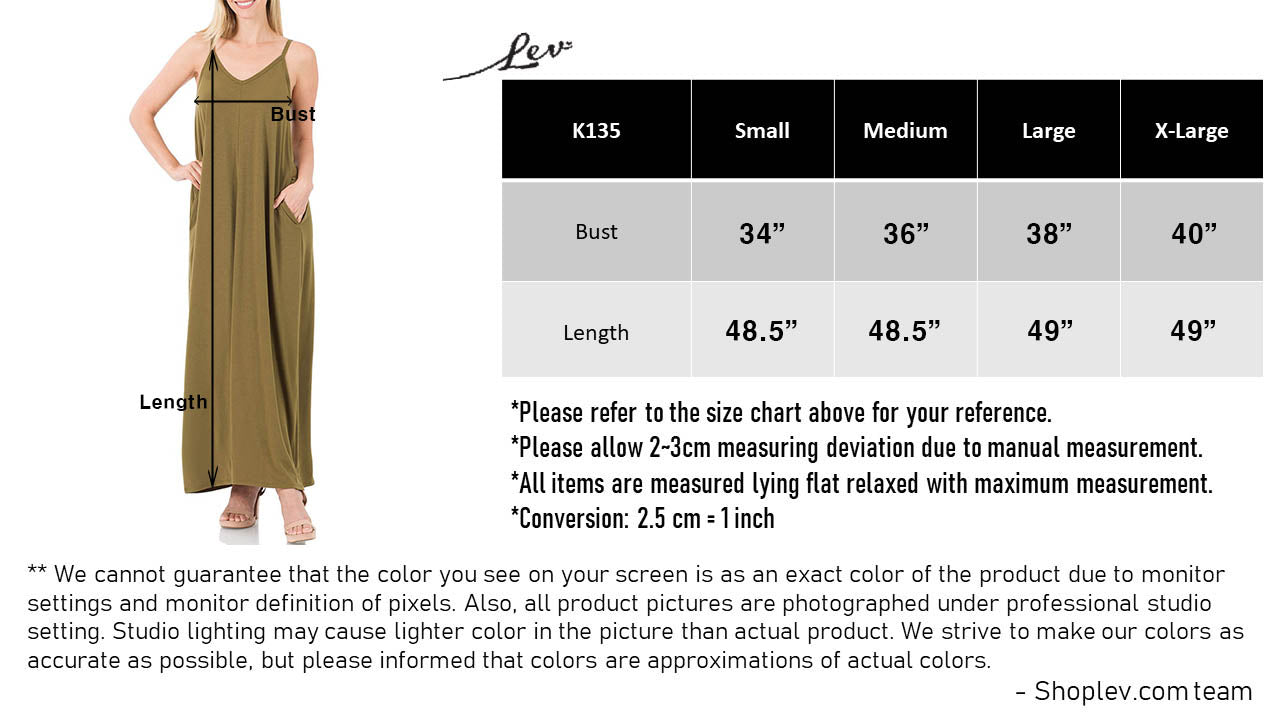 Women V Neck Spaghetti Strap Loose fit Summer Beach Maxi Dress Sundress with Pockets
