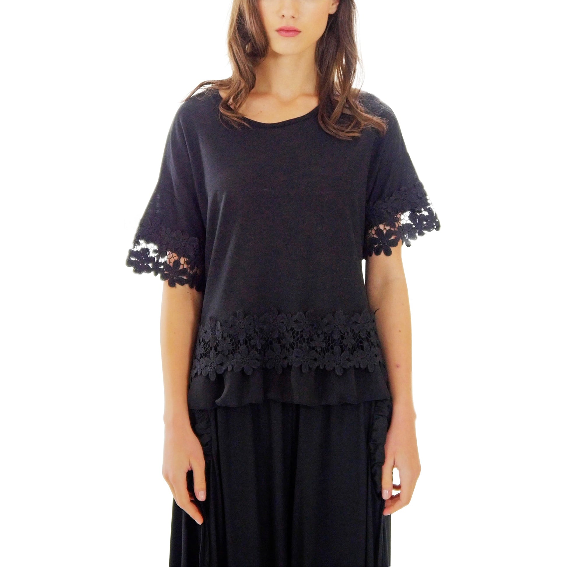 Women's Boho Top with Floral Lace Embellishment - Shop Lev