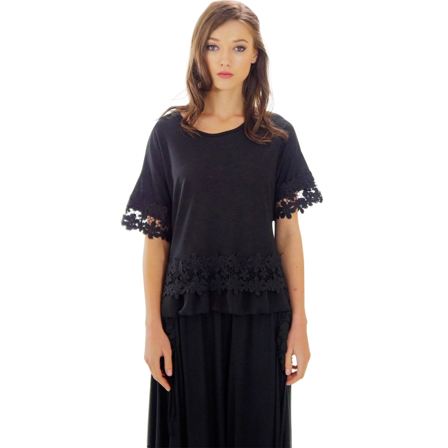 Women's Boho Top with Floral Lace Embellishment - Shop Lev
