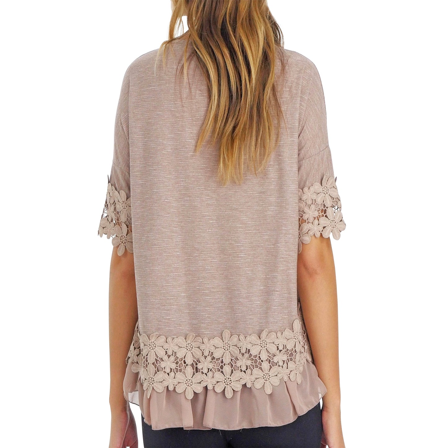 Women's Boho Top with Floral Lace Embellishment - Shop Lev