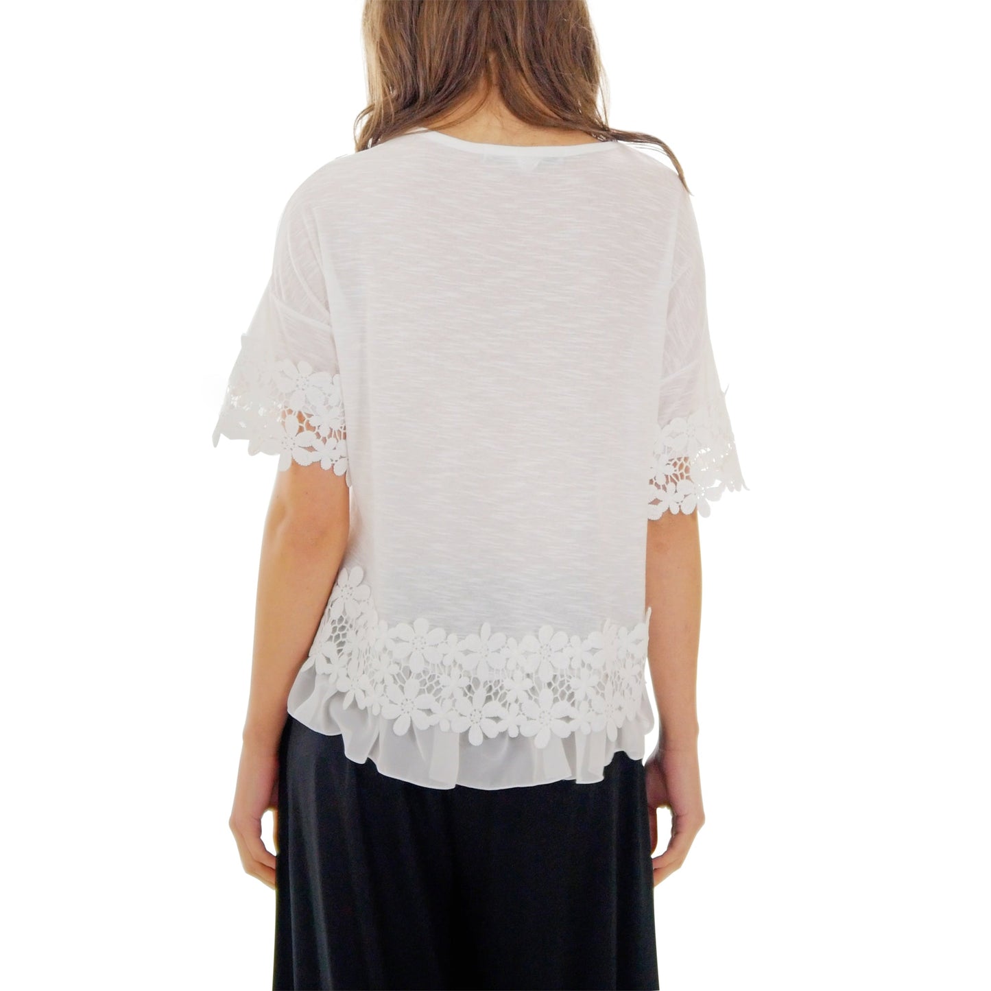 Women's Boho Top with Floral Lace Embellishment - Shop Lev