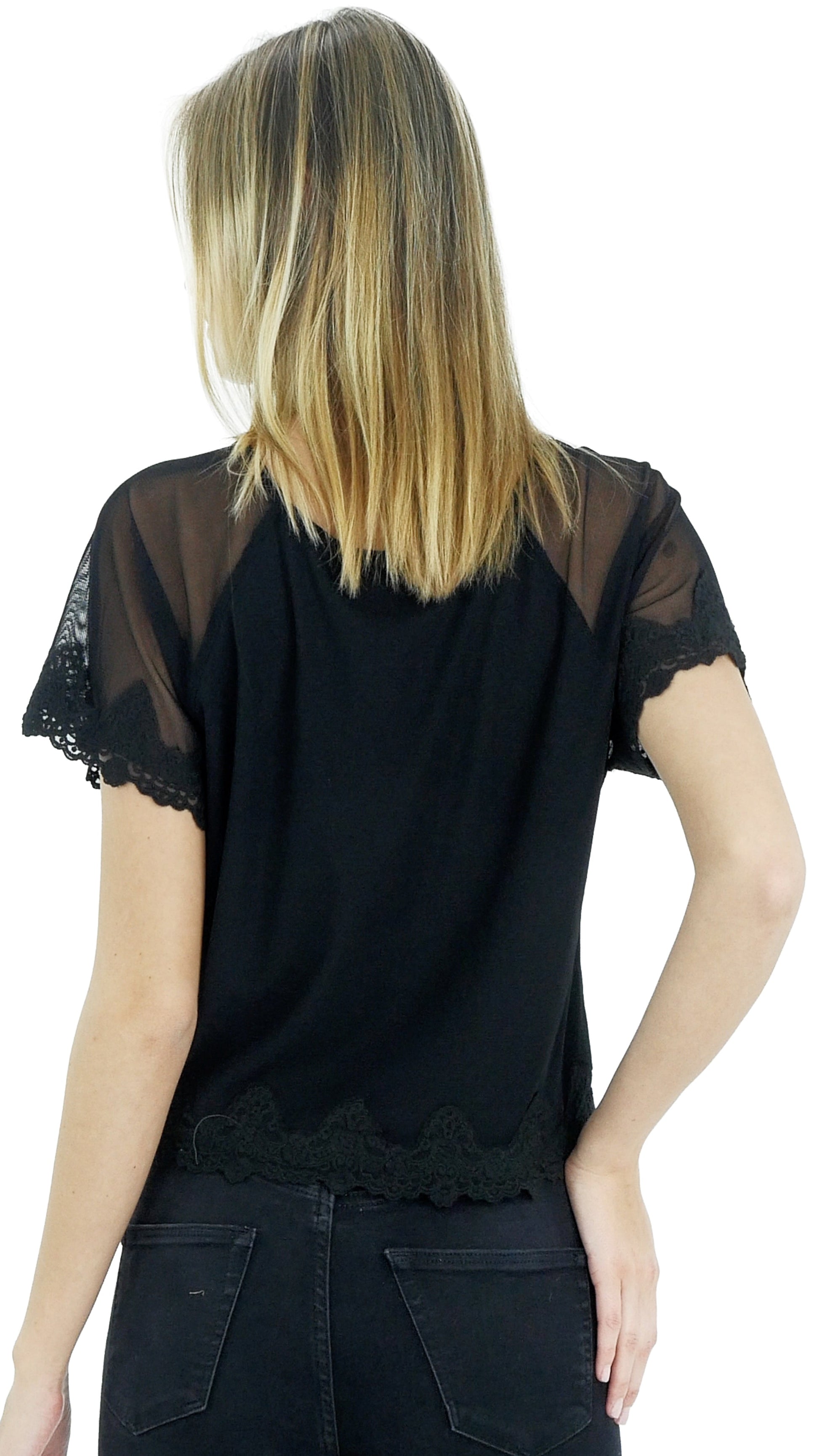 Mesh Lace Finish Crop Top - Shop Lev