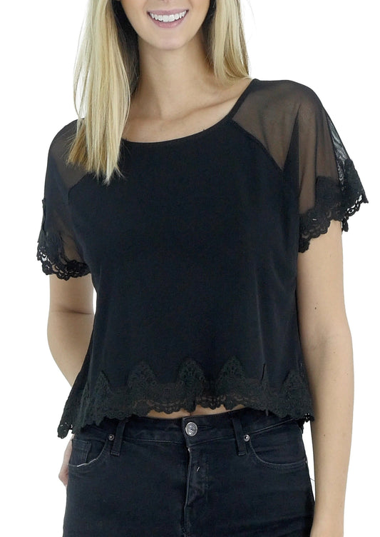 Mesh Lace Finish Crop Top - Shop Lev