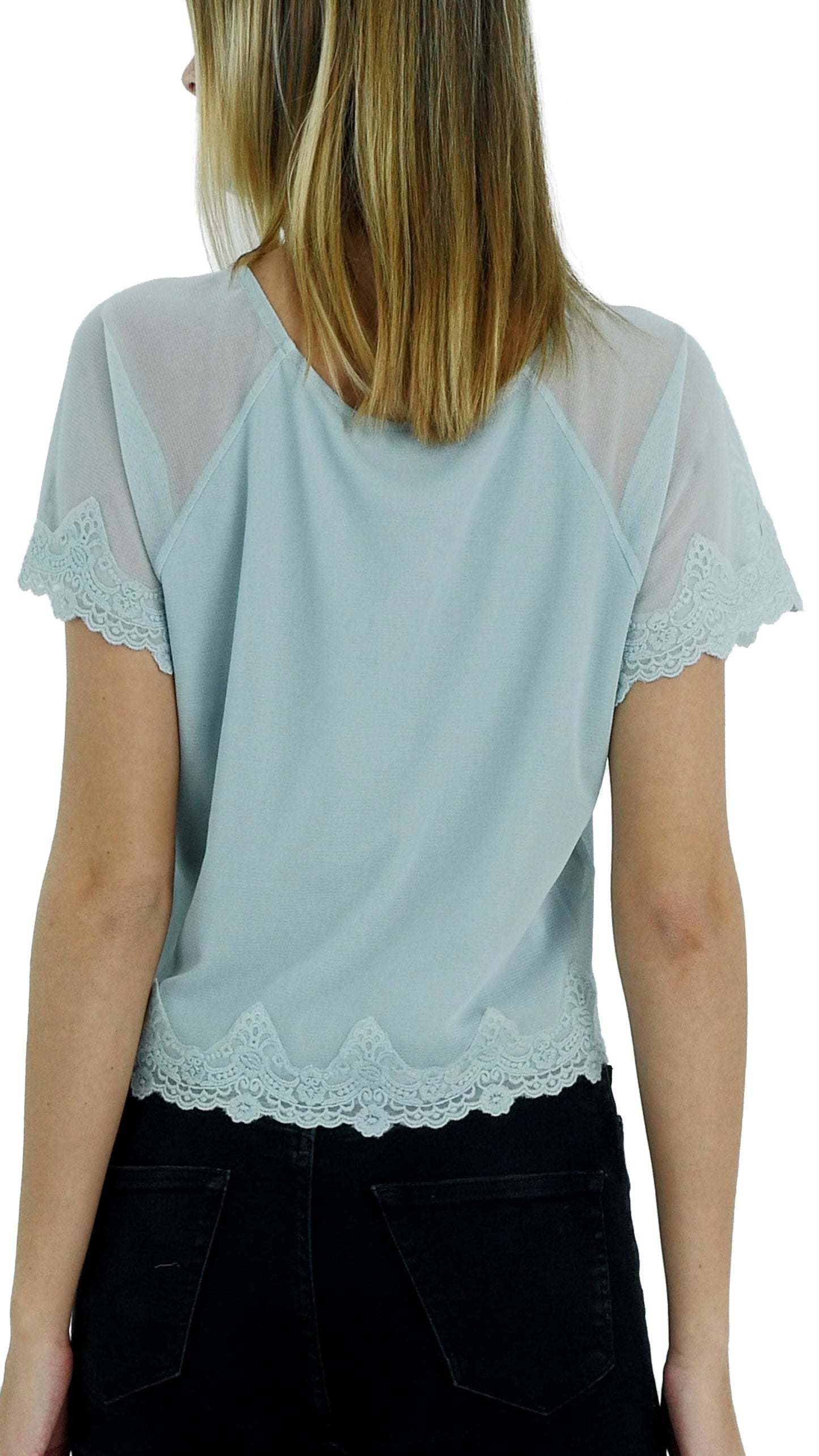 Mesh Lace Finish Crop Top - Shop Lev