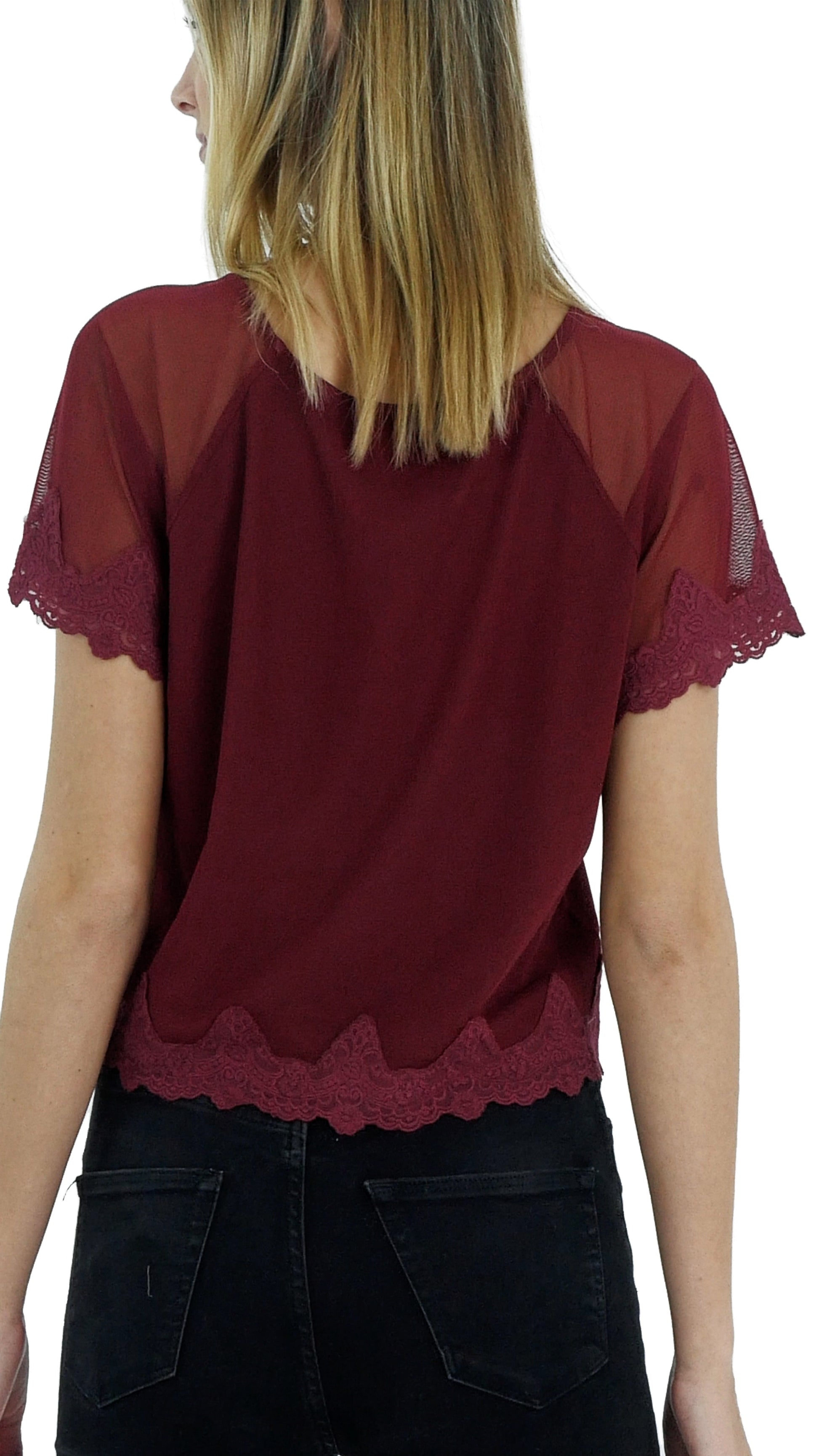 Mesh Lace Finish Crop Top - Shop Lev