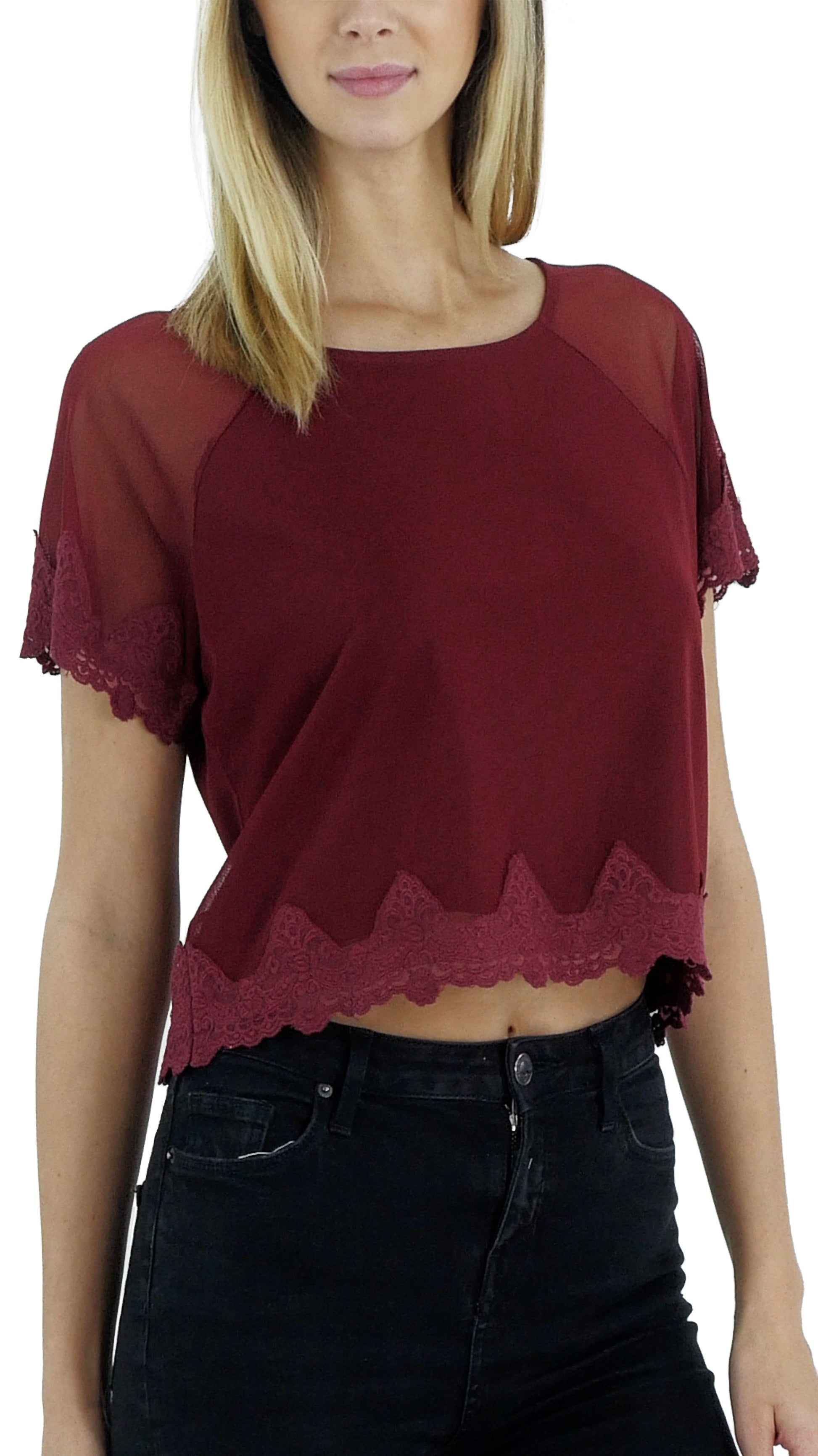 Mesh Lace Finish Crop Top - Shop Lev