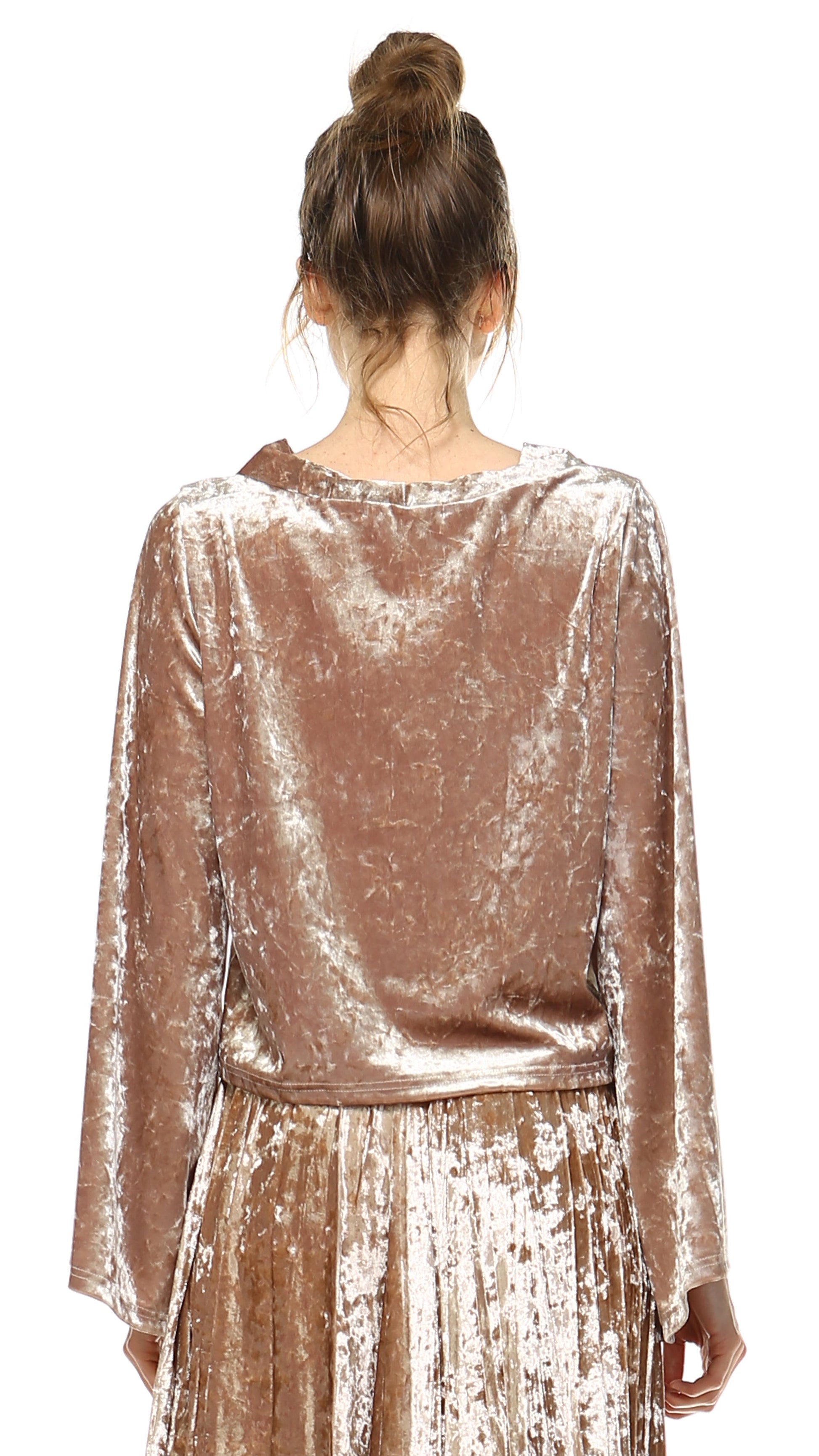 Women's Velvet Long Flare Sleeve Top - Shop Lev