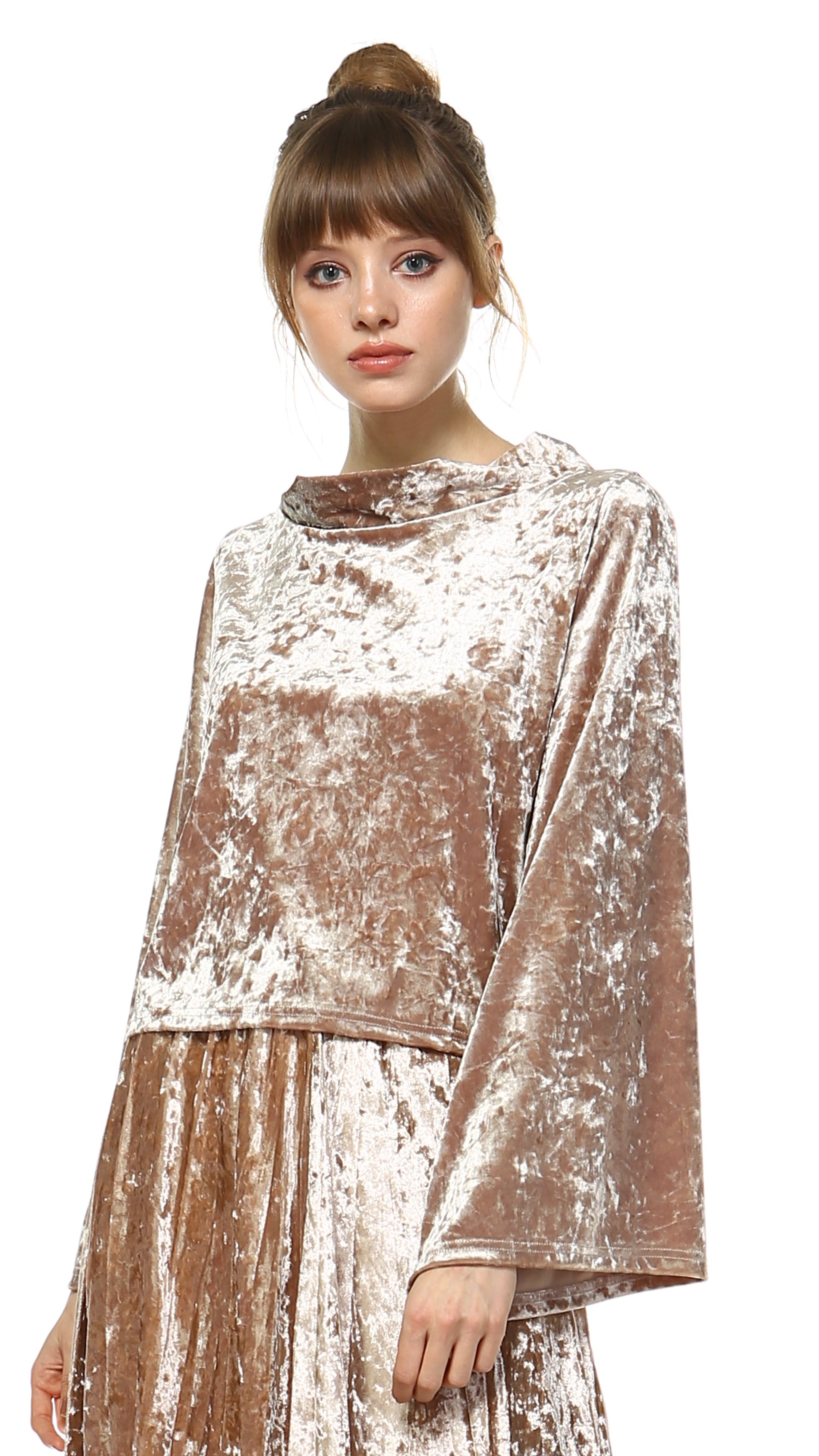 Women's Velvet Long Flare Sleeve Top - Shop Lev