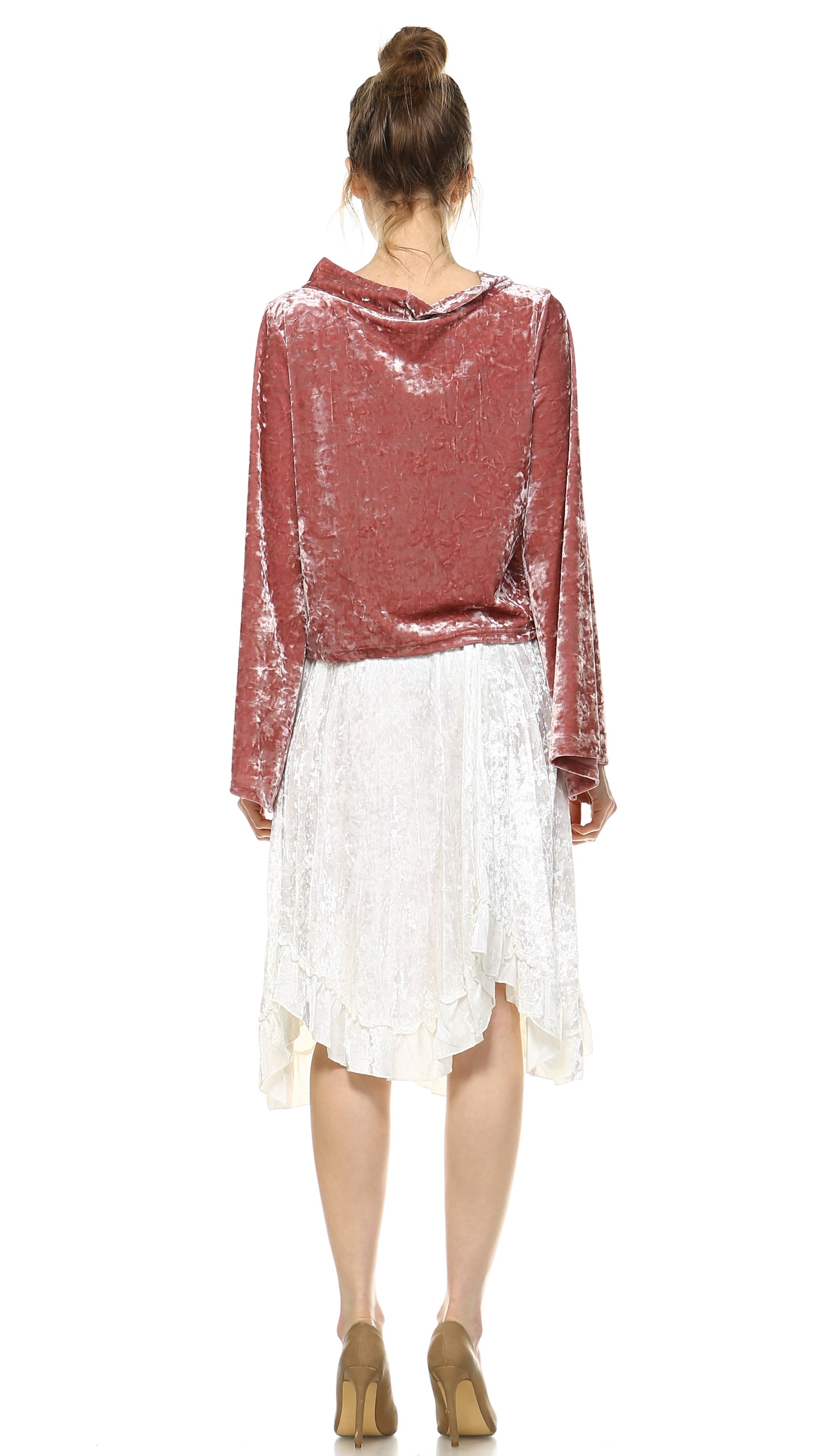Women's Velvet Long Flare Sleeve Top - Shop Lev