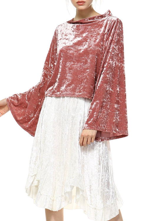 Women's Velvet Long Flare Sleeve Top - Shop Lev