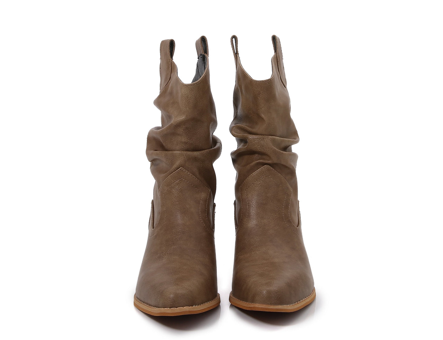 Premium PU Leather Wooden Heel Long Chelsea Boots