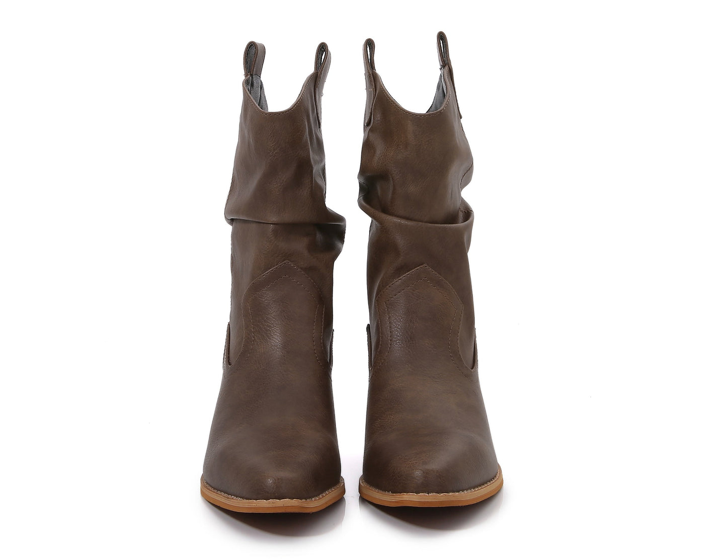 Premium PU Leather Wooden Heel Long Chelsea Boots