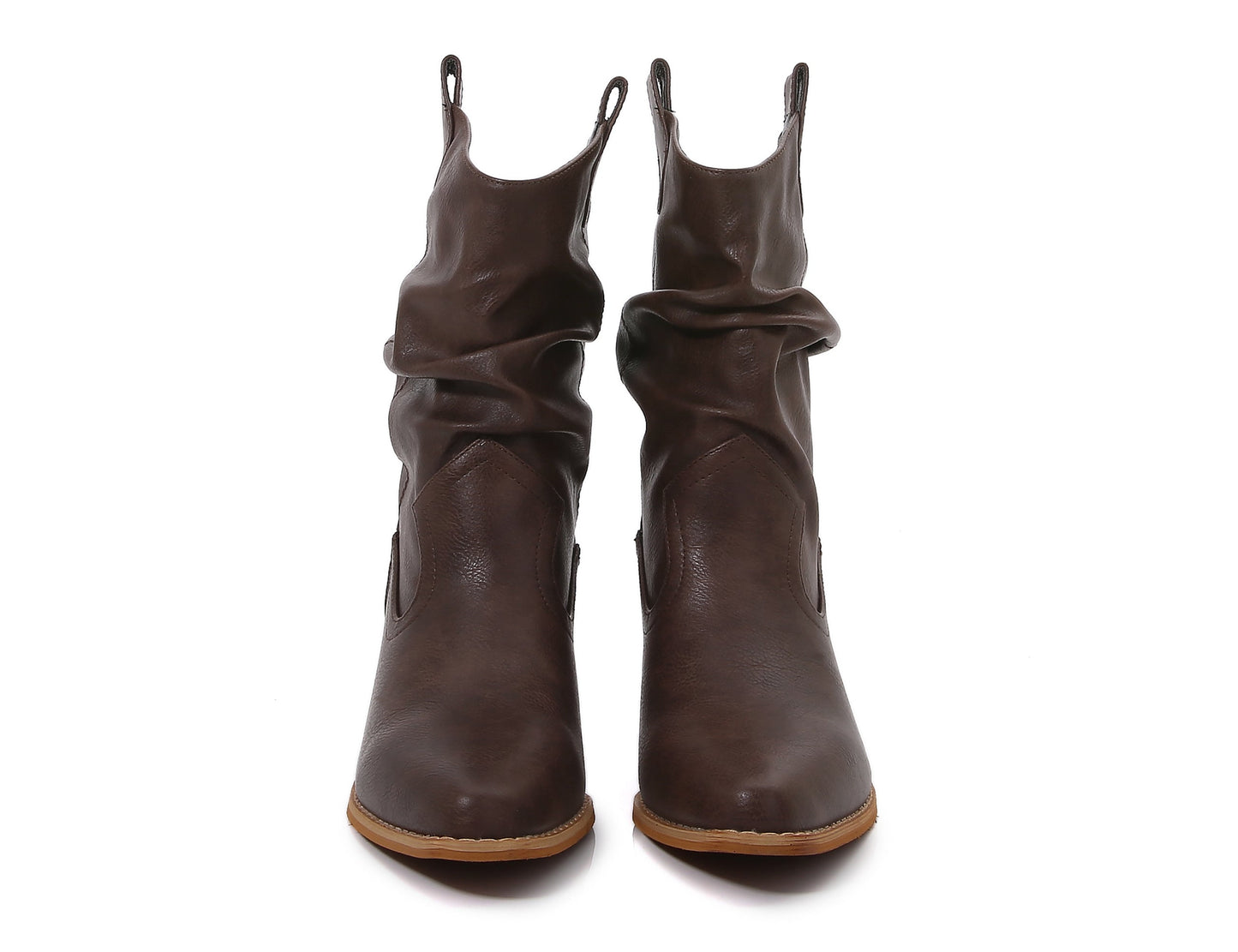 Premium PU Leather Wooden Heel Long Chelsea Boots