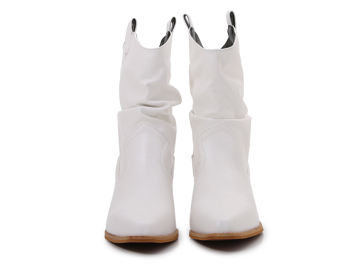 Premium PU Leather Wooden Heel Long Chelsea Boots