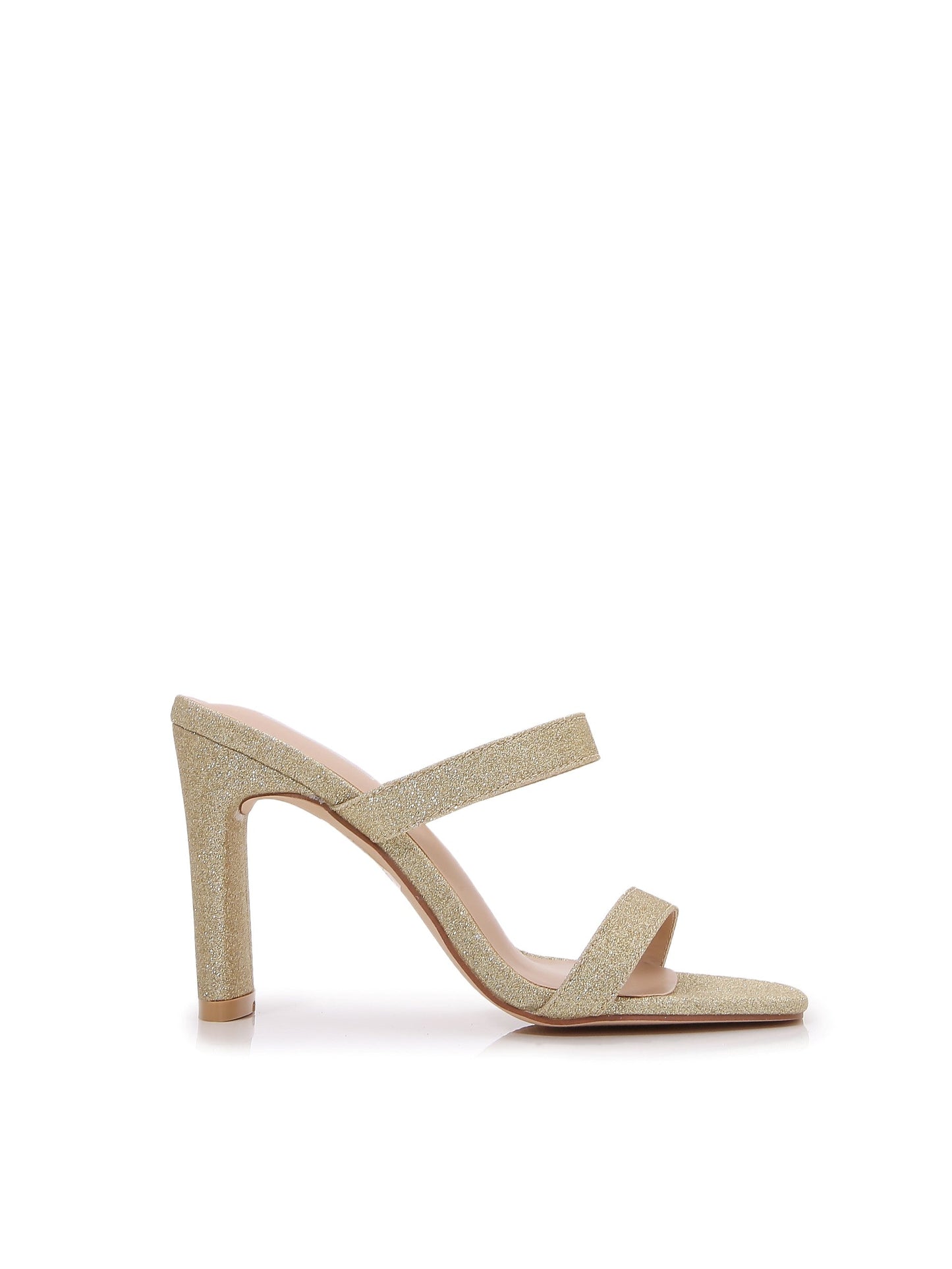 Women Multi Style Single and double Strap High Chunky Heeled Sandals (Double Glitter)