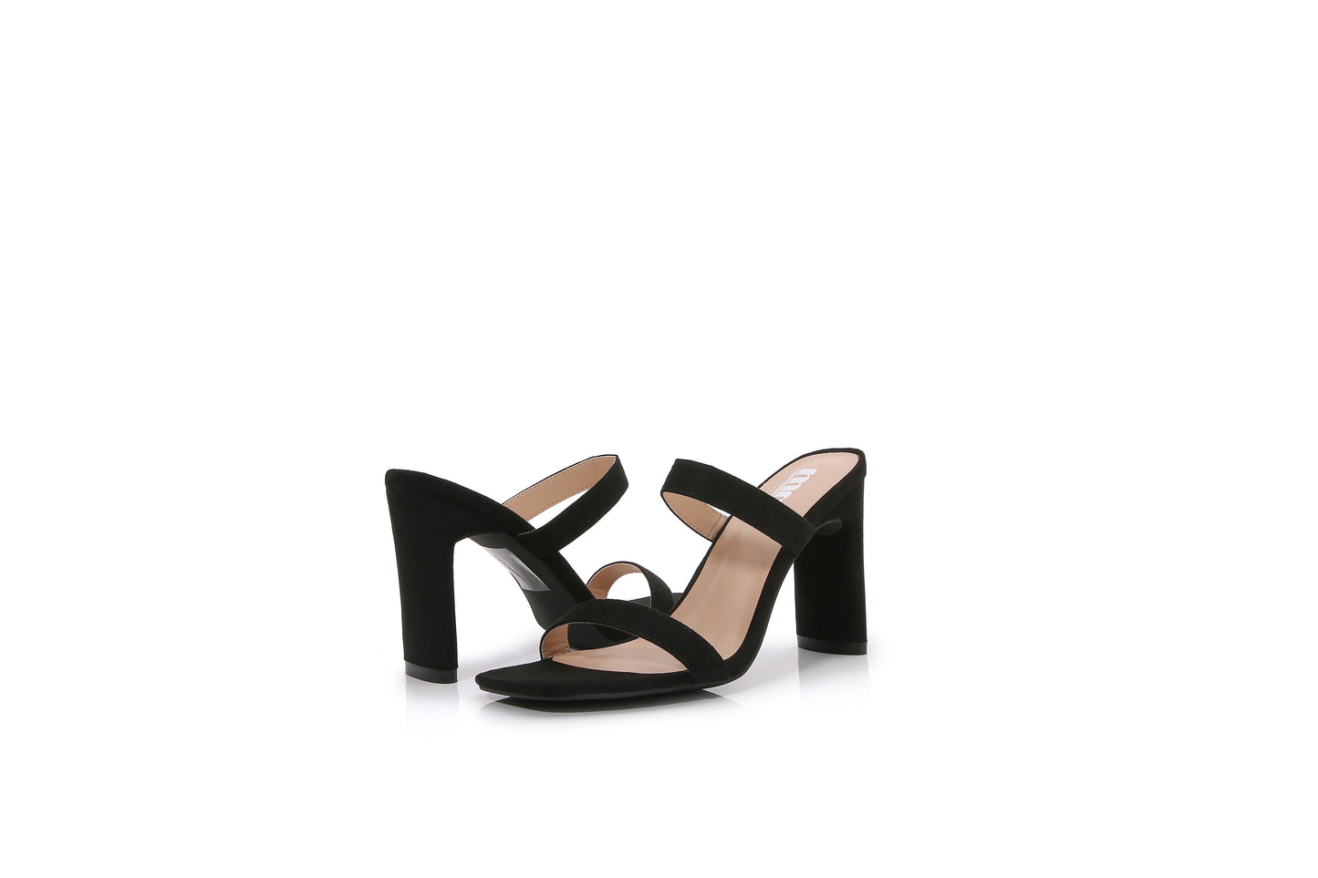 Women Multi Style Single and double Strap High Chunky Heeled Sandals (Double Solid Black)