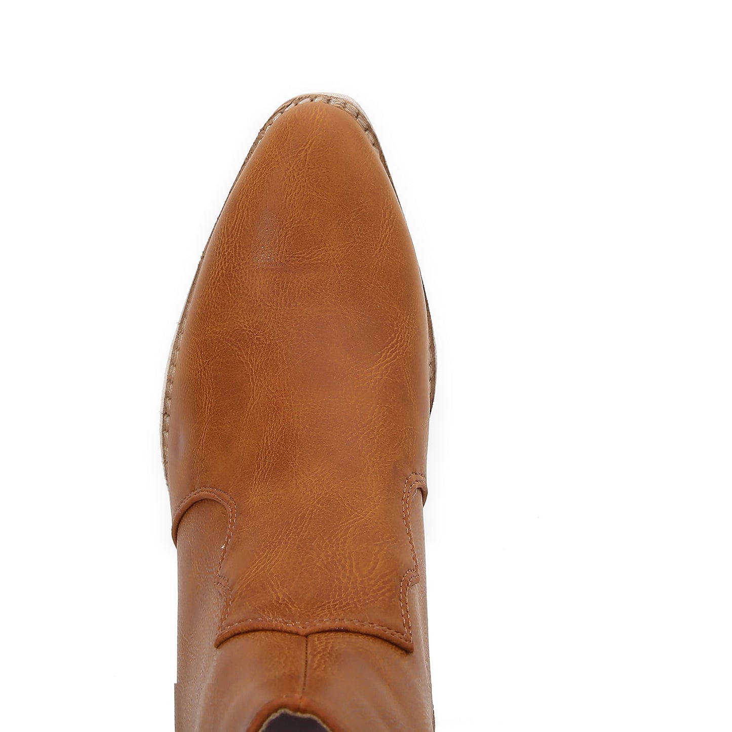 Women PU Leather Stacked Block Heel Western Cowboy Ankle Zip Up Boots