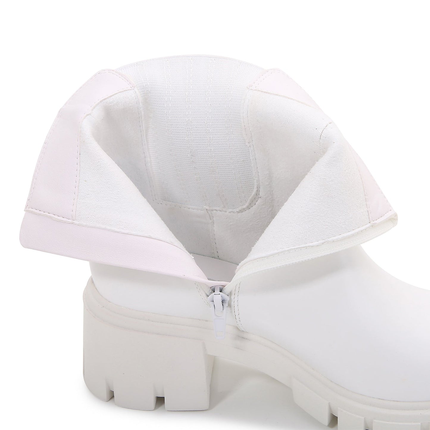 Women PU Leather Chunky Platform Chelsea Boots Zip Up Ankle Booties