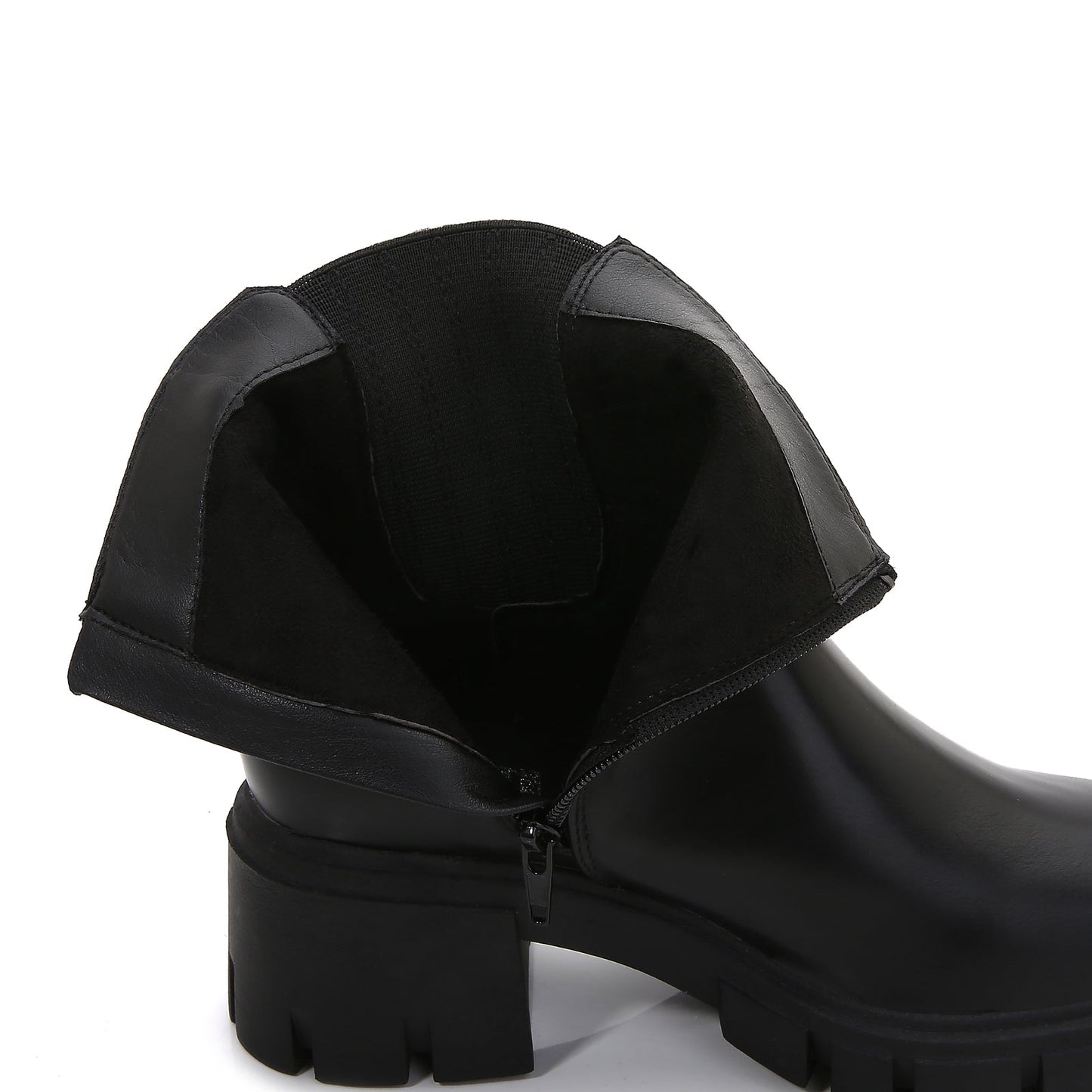 Women PU Leather Chunky Platform Chelsea Boots Zip Up Ankle Booties
