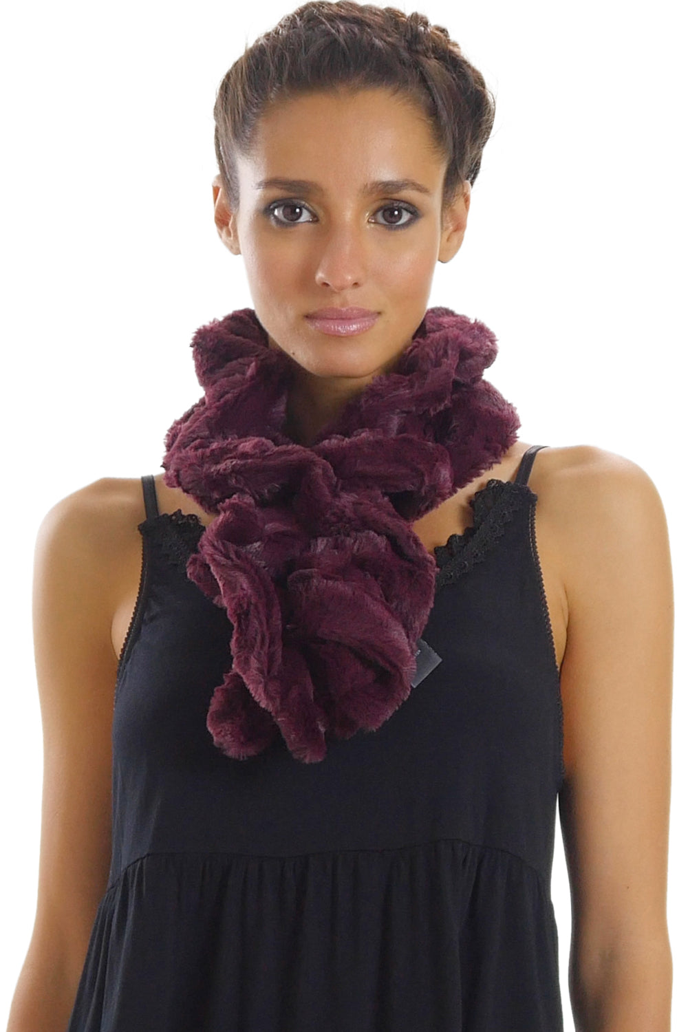 Women's Solid Faux Fur Twisted Spiral Scarf