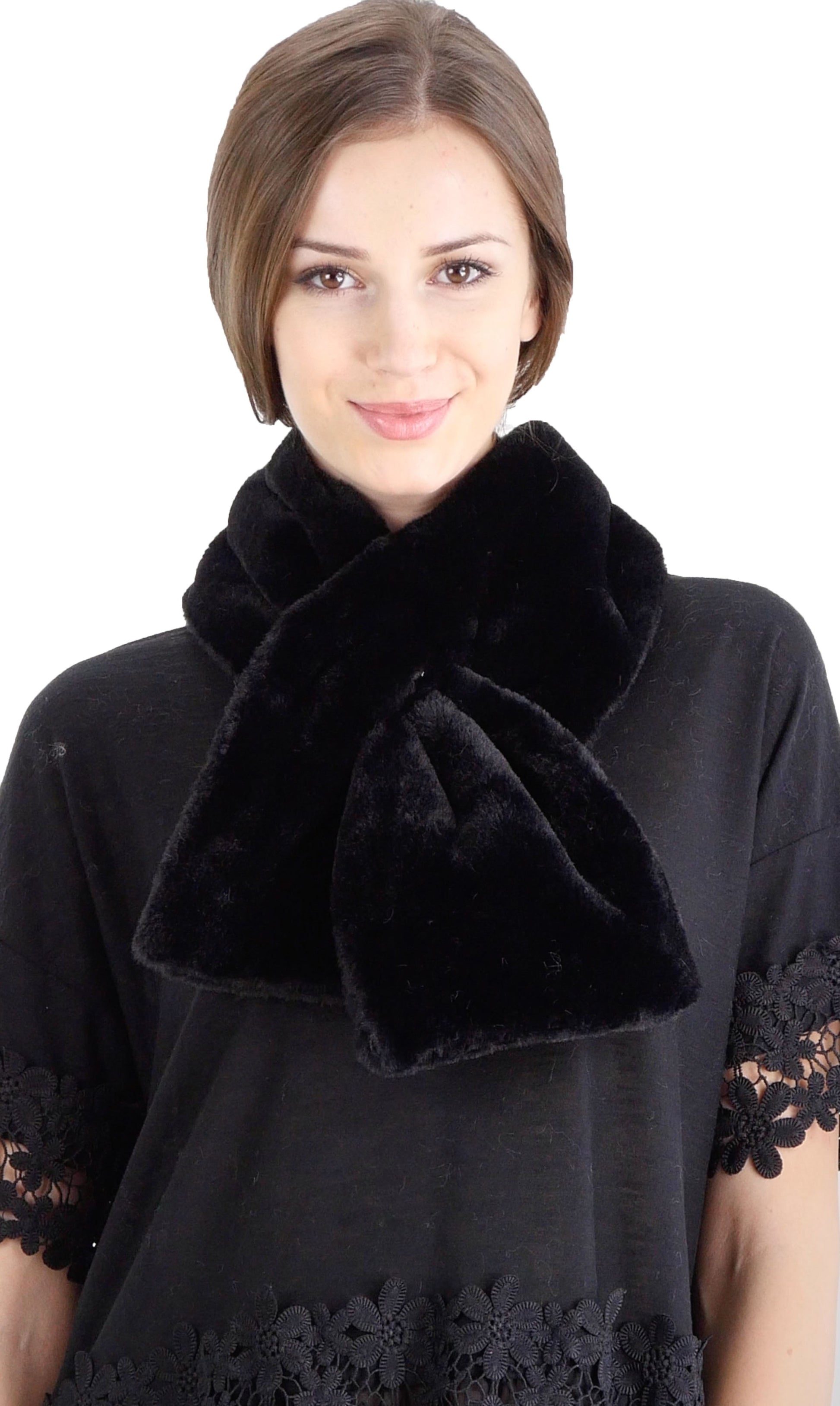 Women's Puffy Faux Fur Hole-In Wrap Scarf - Shop Lev