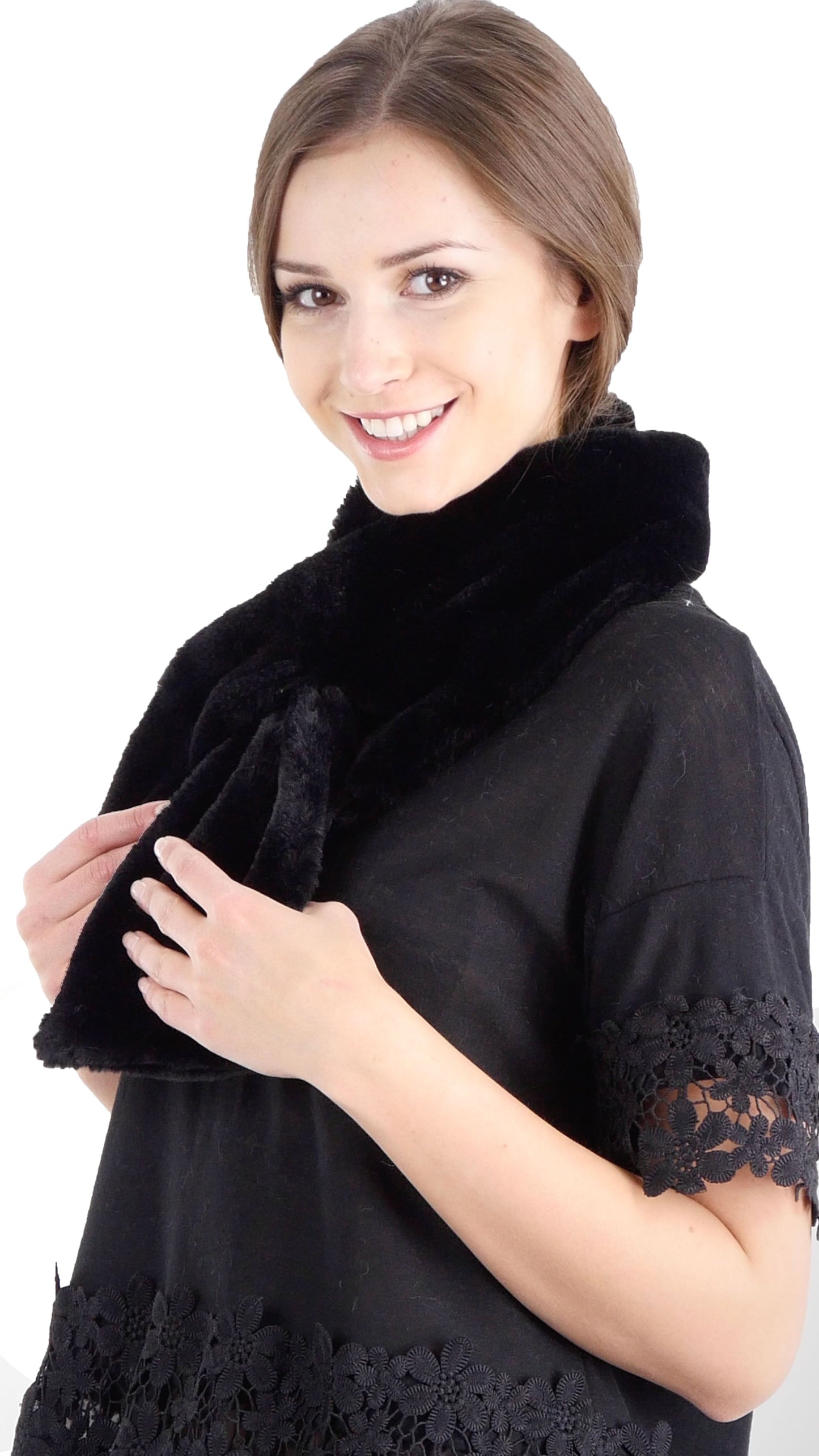 Women's Puffy Faux Fur Hole-In Wrap Scarf - Shop Lev