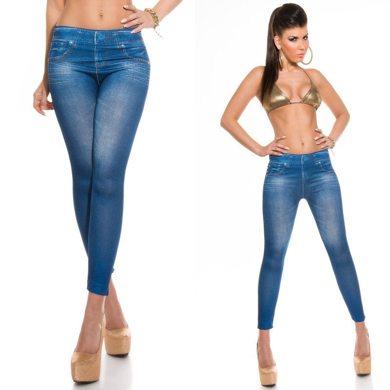 Women Fashion Skinny Jeans Denim Printed Full Length Leggings - Shop Lev