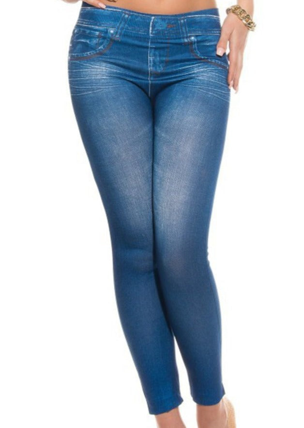 Women Fashion Skinny Jeans Denim Printed Full Length Leggings - Shop Lev