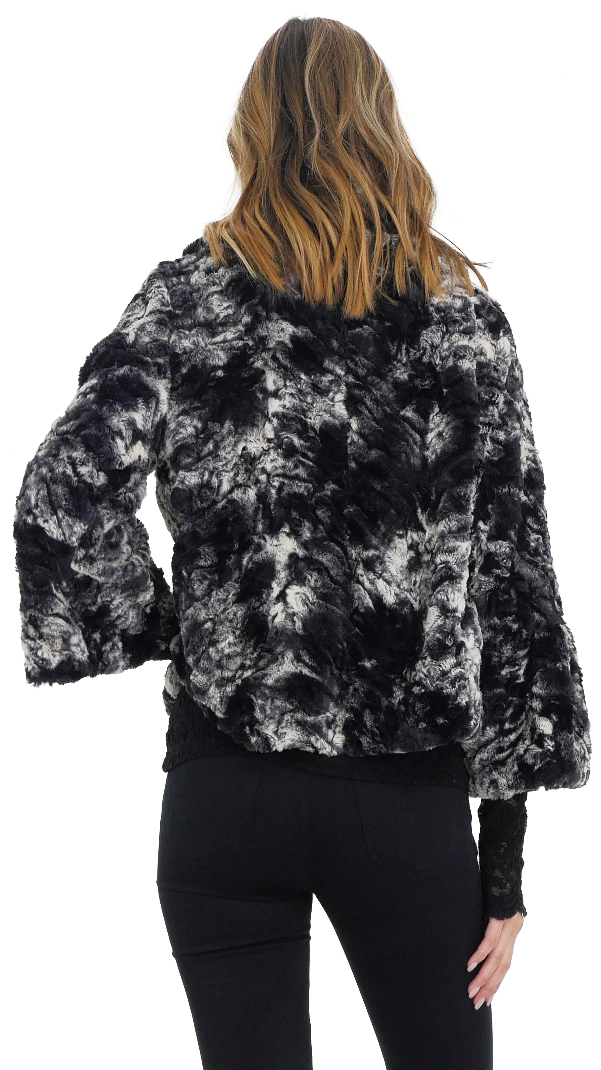 Faux Fur Tie-Dye Peter Pan Collar Jacket - Shop Lev