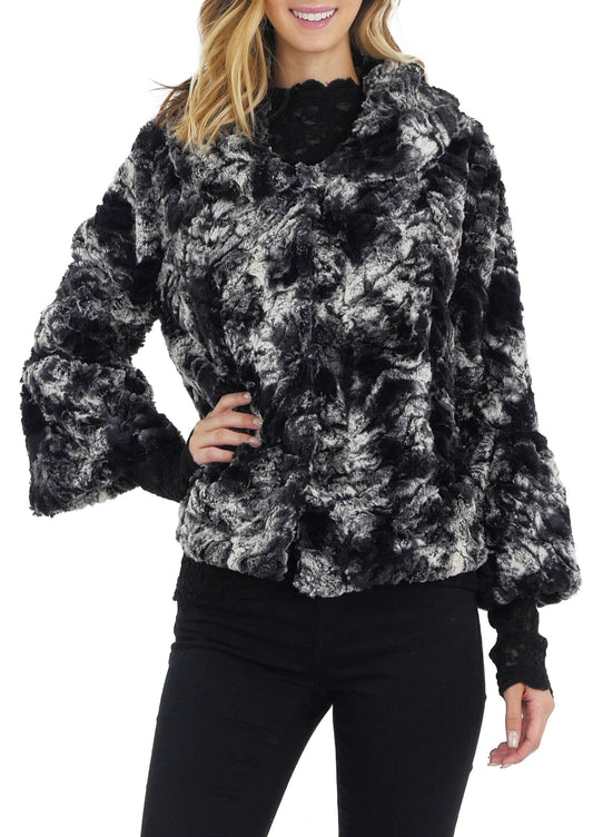 Faux Fur Tie-Dye Peter Pan Collar Jacket - Shop Lev