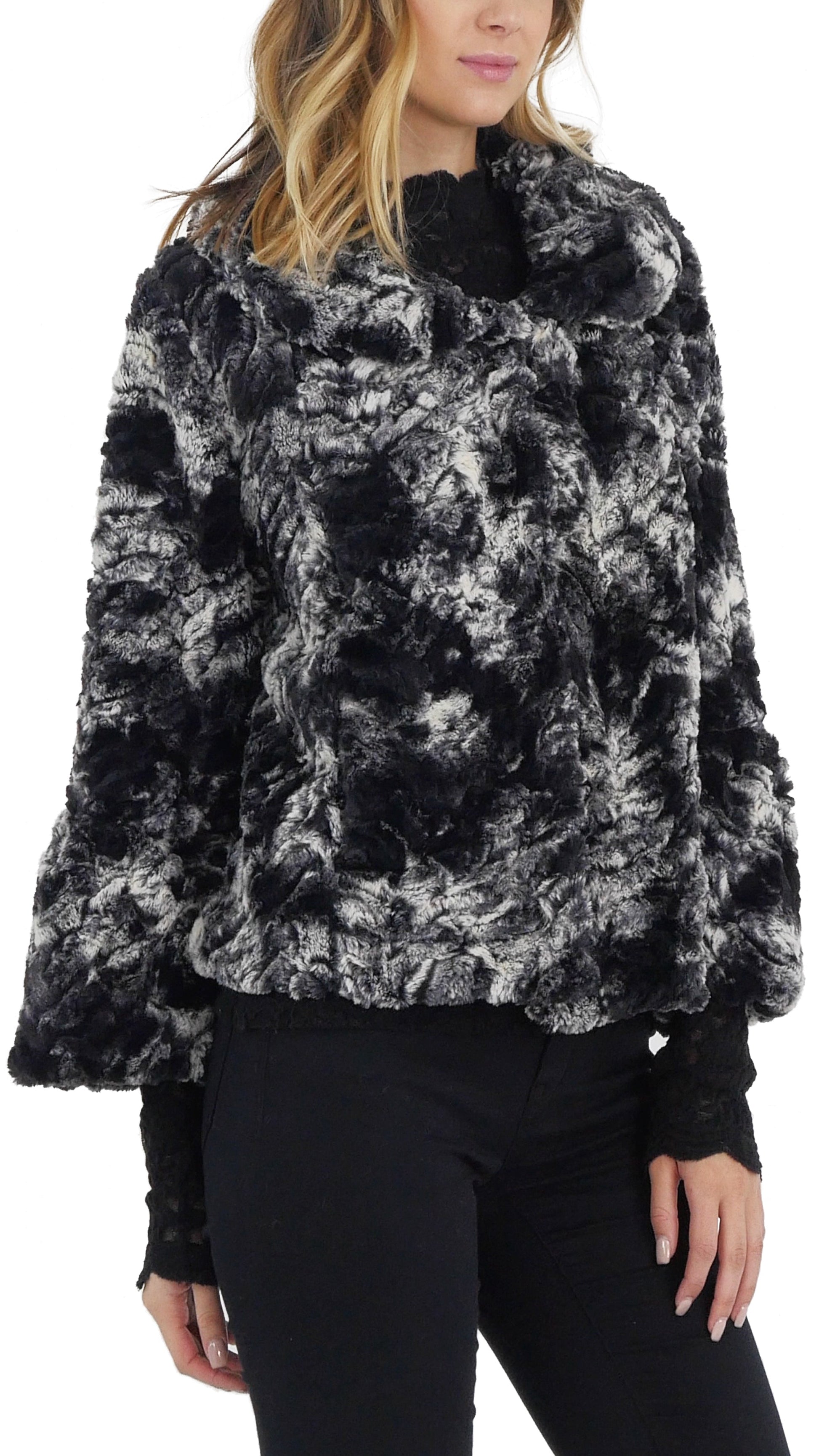 Faux Fur Tie-Dye Peter Pan Collar Jacket - Shop Lev